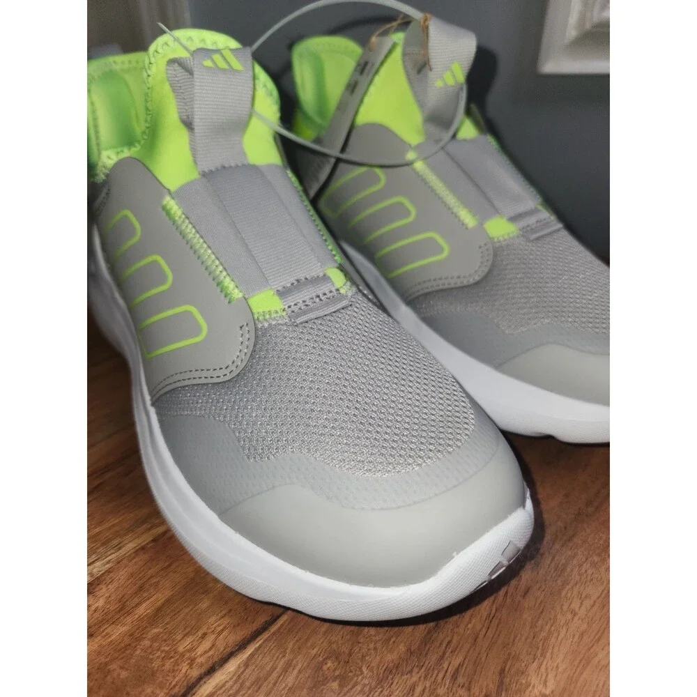 New! Adidas Tensaur Comfort Kids Shoes Grey w/lime green accents US Sz 7 - Picture 12 of 12